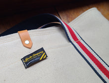 Load image into Gallery viewer, Sturdy Canvas Tote - Red, White & Blue Webbing