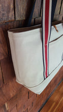 Load image into Gallery viewer, Sturdy Canvas Tote - Red, White & Blue Webbing