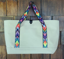 Load image into Gallery viewer, Sturdy Canvas Tote - Rainbow Pride Webbing
