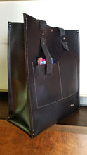 Load image into Gallery viewer, Smooth Black Leather Tech Tote