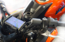 Load image into Gallery viewer, universal phone holder mount for motorcycle handlebars or stem
