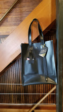 Load image into Gallery viewer, Smooth Black Leather Tech Tote
