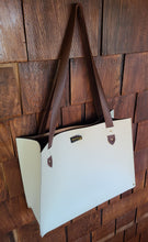 Load image into Gallery viewer, Leather Tote - White &amp; Tan
