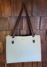 Load image into Gallery viewer, Leather Tote - White &amp; Tan
