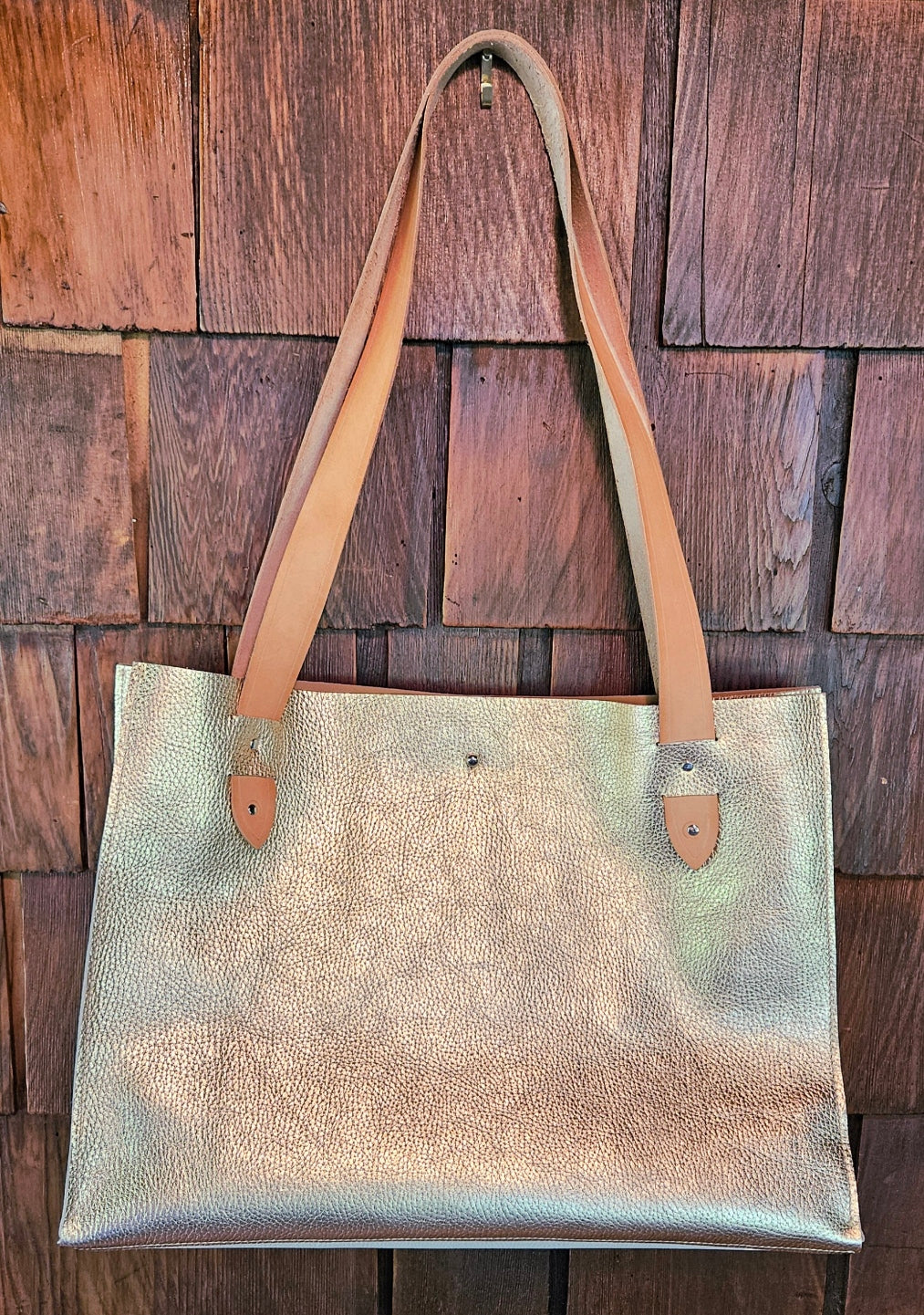 Pale Rose Gold Italian Leather Tote