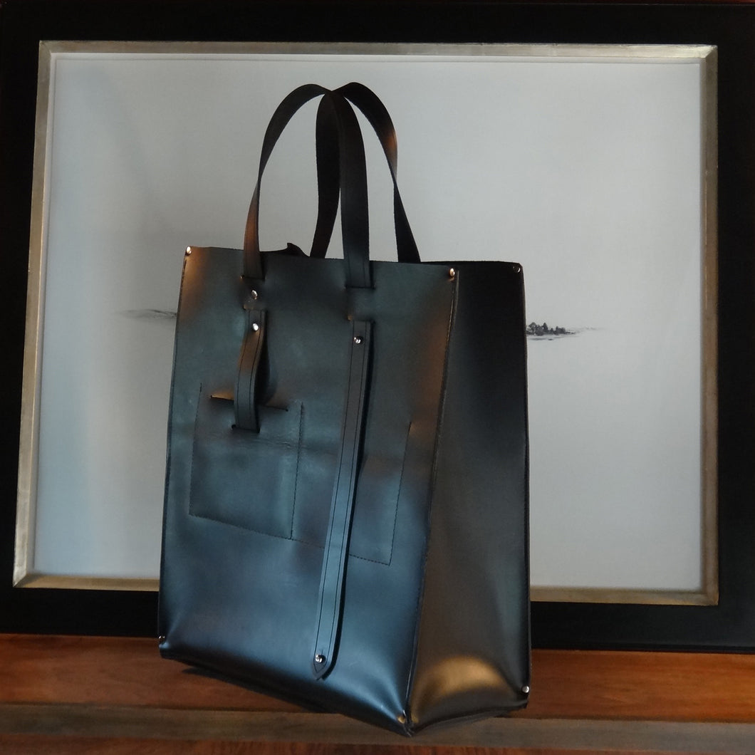 Tech Tote - Smooth Black Leather