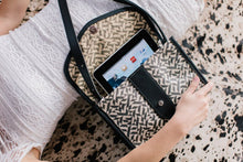 Load image into Gallery viewer, leather and canvas iPad crossbody shoulder bag
